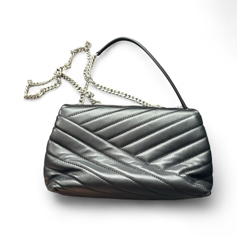 Tory Burch Kira Black Chevron Small Shoulder Bag - Picture 6 of 16